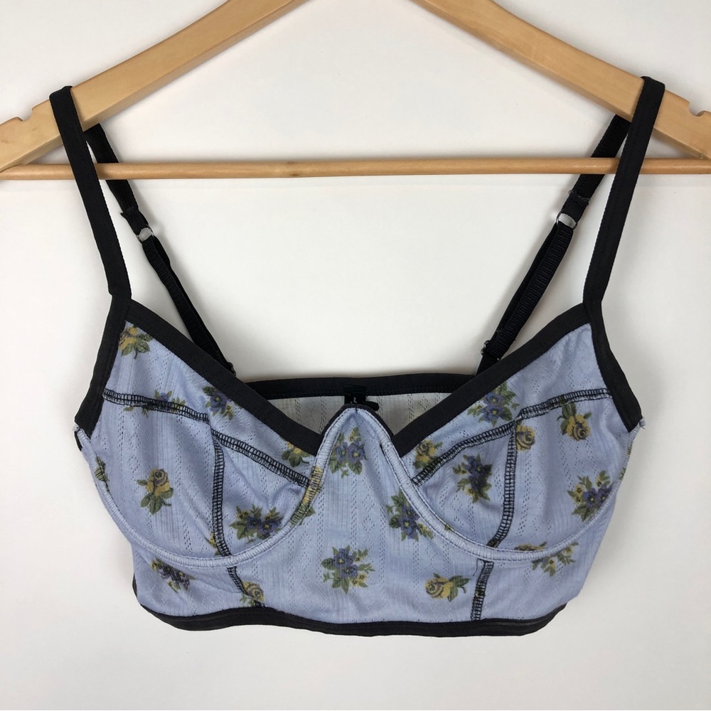 Urban Outfitters Out From Under Light Blue Floral Unlined Underwire Bra